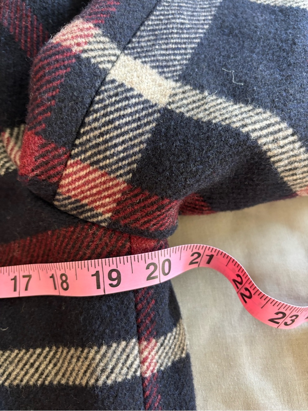 Ralph Lauren Wool Blend Plaid Peacoat Navy Burgundy Cropped Preppy Heritage 8 - Picture 8 of 9